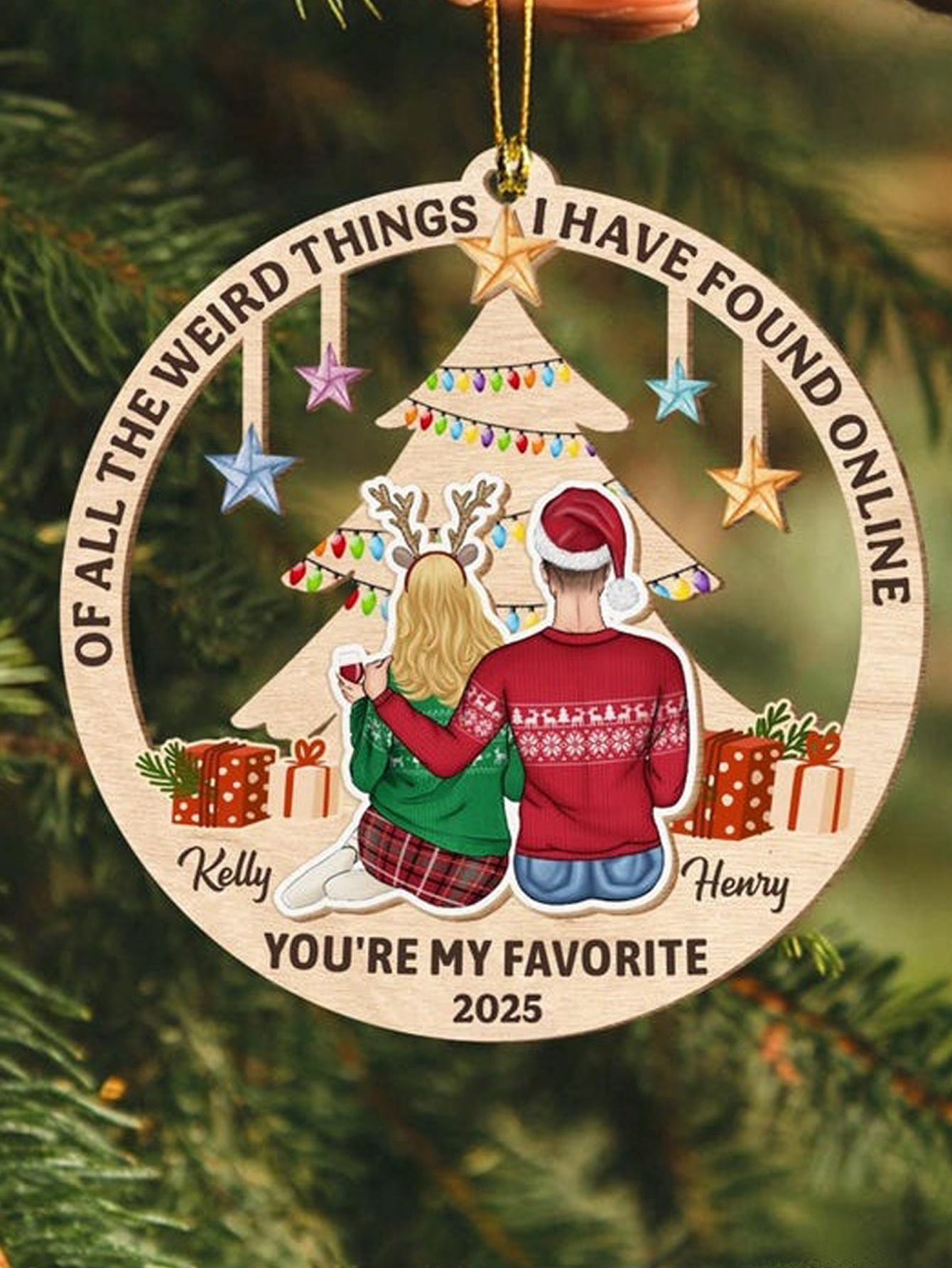 Acrylic Couple Christmas Ornaments